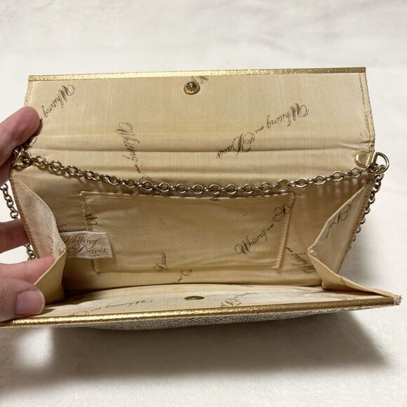 Vintage WHITING & DAVIS Champagne Gold Metallic Mesh Sequin Envelope Clutch - Picture 6 of 10